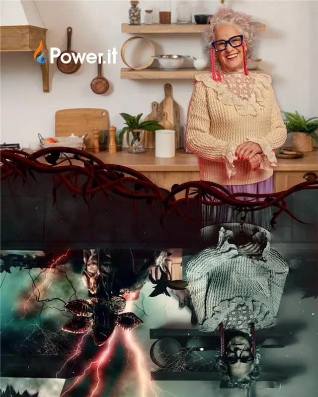 Nonna Elettra Green di Power.it in versione sottosopra (Stranger things)